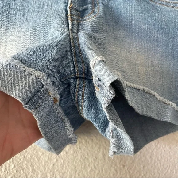 VTG L.E.I. Ashley Low Rise Micro Mini Shorts Junior 7 Light Wash Embroidered Y2K - Picture 8 of 15